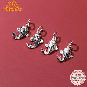 Davis 925 Sterling Silver Fish Charm Pendant DIY Jewelry DZ102