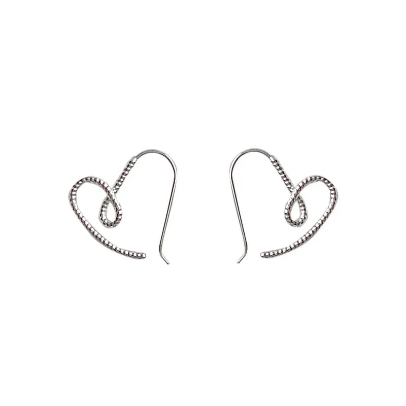 Davis 925 Sterling Silver Heart Hook Earrings Wedding Jewelry DA2411