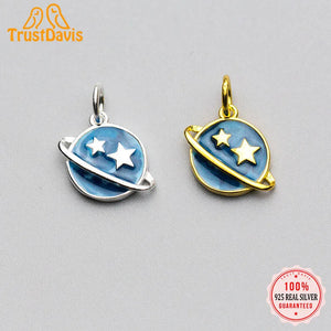 TrustDavis 925 Sterling Silver Planet Charm Pendant DIY Accessories