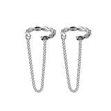 TrustDavis 925 Silver Chain Clip Earrings For Women Wedding