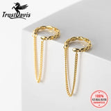 TrustDavis 925 Silver Chain Clip Earrings For Women Wedding