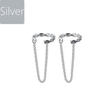 TrustDavis 925 Silver Chain Clip Earrings For Women Wedding