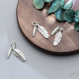 TrustDavis 925 Sterling Silver Double Feather Charm Pendant