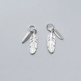 TrustDavis 925 Sterling Silver Double Feather Charm Pendant