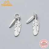 TrustDavis 925 Sterling Silver Double Feather Charm Pendant
