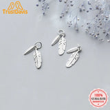 TrustDavis 925 Sterling Silver Double Feather Charm Pendant