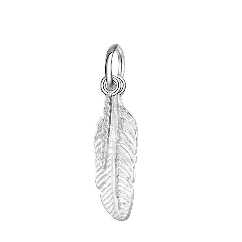 TrustDavis 925 Sterling Silver Double Feather Charm Pendant