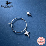 TrustDavis 925 Silver Asymmetric Star Stud Earrings For Women