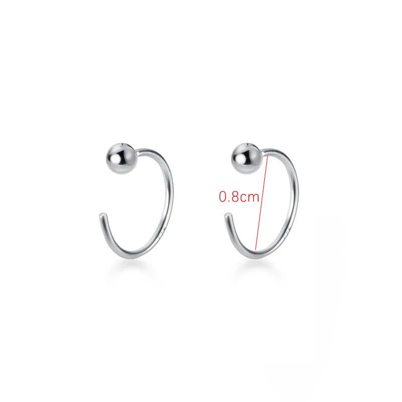 TrustDavis 925 Sterling Silver Tiny Round Beads Stud Earrings
