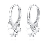 925 Silver Star Tassel Charm Hoop Earring Wedding Jewelry Gift
