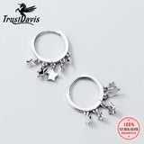 925 Silver Star Tassel Charm Hoop Earring Wedding Jewelry Gift