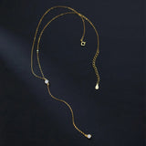 TrustDavis Long Tassel Round CZ Chain Necklace For Women Wedding Party
