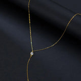 TrustDavis Long Tassel Round CZ Chain Necklace For Women Wedding Party
