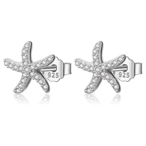 TrustDavis Starfish Stud Earrings Fine Zircon Jewelry