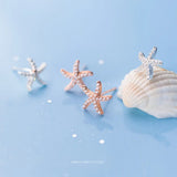 TrustDavis Starfish Stud Earrings Fine Zircon Jewelry