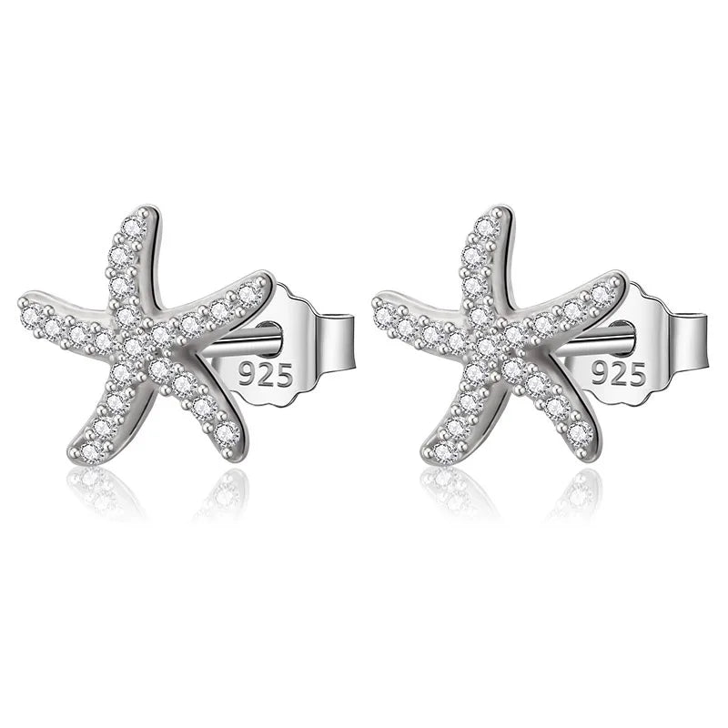 TrustDavis Starfish Stud Earrings Fine Zircon Jewelry