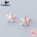 TrustDavis Starfish Stud Earrings Fine Zircon Jewelry
