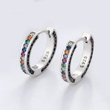 TrustDavis 925 Silver Zircon Hoop Earrings Wedding Party Fine S925 Jewelry