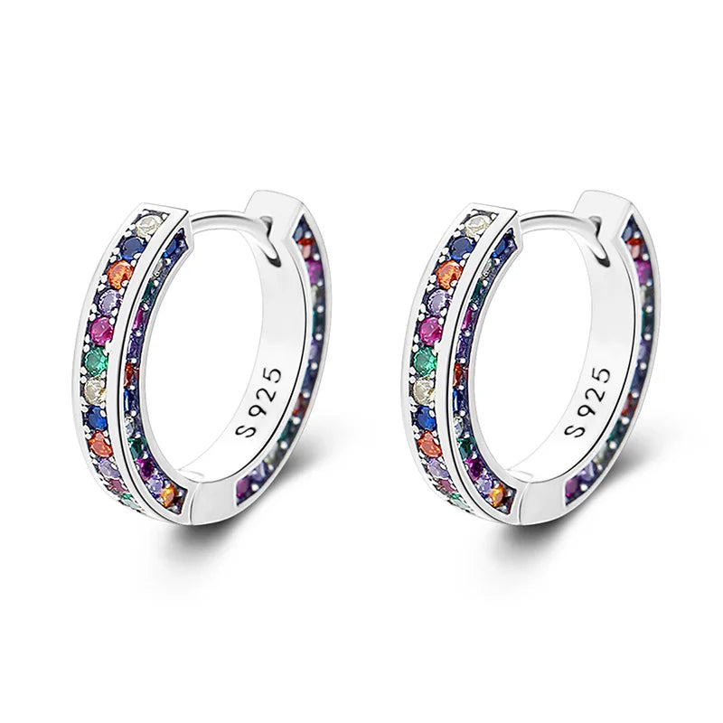 TrustDavis 925 Silver Zircon Hoop Earrings Wedding Party Fine S925 Jewelry