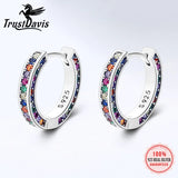 TrustDavis 925 Silver Zircon Hoop Earrings Wedding Party Fine S925 Jewelry