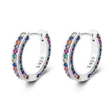TrustDavis 925 Silver Zircon Hoop Earrings Wedding Party Fine S925 Jewelry