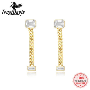 TrustDavis Red 925 Silver CZ Stud Earring