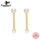 TrustDavis Red 925 Silver CZ Stud Earring