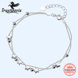 TrustDavis 925 Silver Double Layer Star Bracelet Wedding Jewelry DS1211