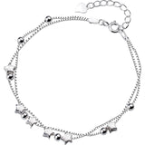 TrustDavis 925 Silver Double Layer Star Bracelet Wedding Jewelry DS1211