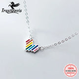 TrustDavis 925 Sterling Sweet Romantic Heart Clavicle Necklace For Women