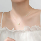 TrustDavis 925 Sterling Sweet Romantic Heart Clavicle Necklace For Women