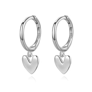 TrustDavis 925 Sterling Silver Love Heart Hoop Earrings