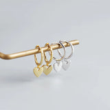 TrustDavis 925 Sterling Silver Love Heart Hoop Earrings
