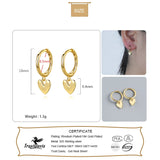 TrustDavis 925 Sterling Silver Love Heart Hoop Earrings