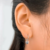 TrustDavis 925 Sterling Silver Love Heart Hoop Earrings