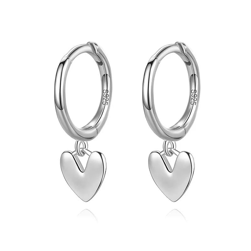 TrustDavis 925 Sterling Silver Love Heart Hoop Earrings