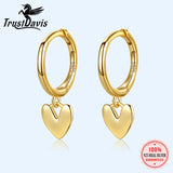 TrustDavis 925 Sterling Silver Love Heart Hoop Earrings