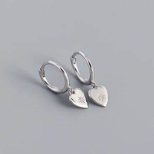 925 Sterling Silver Hoop Earrings Bee Moon Star CZ Pendant for Girls