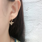 925 Sterling Silver Hoop Earrings Bee Moon Star CZ Pendant for Girls