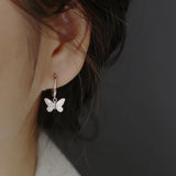 925 Sterling Silver Hoop Earrings Bee Moon Star CZ Pendant for Girls