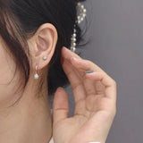 925 Sterling Silver Hoop Earrings Bee Moon Star CZ Pendant for Girls