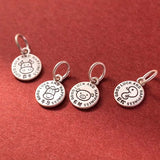 Davis 925 Sterling Silver 10mm Round Animal Pendant DIY Necklace Accessories