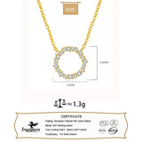 TrustDavis 925 Silver 14K Diamond Circle Necklace for Women