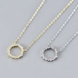 TrustDavis 925 Silver 14K Diamond Circle Necklace for Women