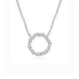 TrustDavis 925 Silver 14K Diamond Circle Necklace for Women