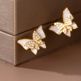 TrustDavis 925 Silver Butterfly CZ Stud Earrings Wedding Jewelry DG0164