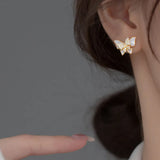 TrustDavis 925 Silver Butterfly CZ Stud Earrings Wedding Jewelry DG0164