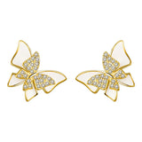 TrustDavis 925 Silver Butterfly CZ Stud Earrings Wedding Jewelry DG0164