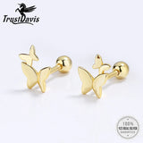 TrustDavis 925 Silver 18K Insect Butterfly Stud Earrings Wedding Jewelry