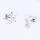 TrustDavis 925 Silver 18K Insect Butterfly Stud Earrings Wedding Jewelry